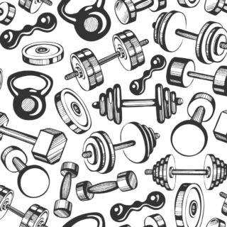 Wallpaper for Gym Walls, Dumbles Pattern