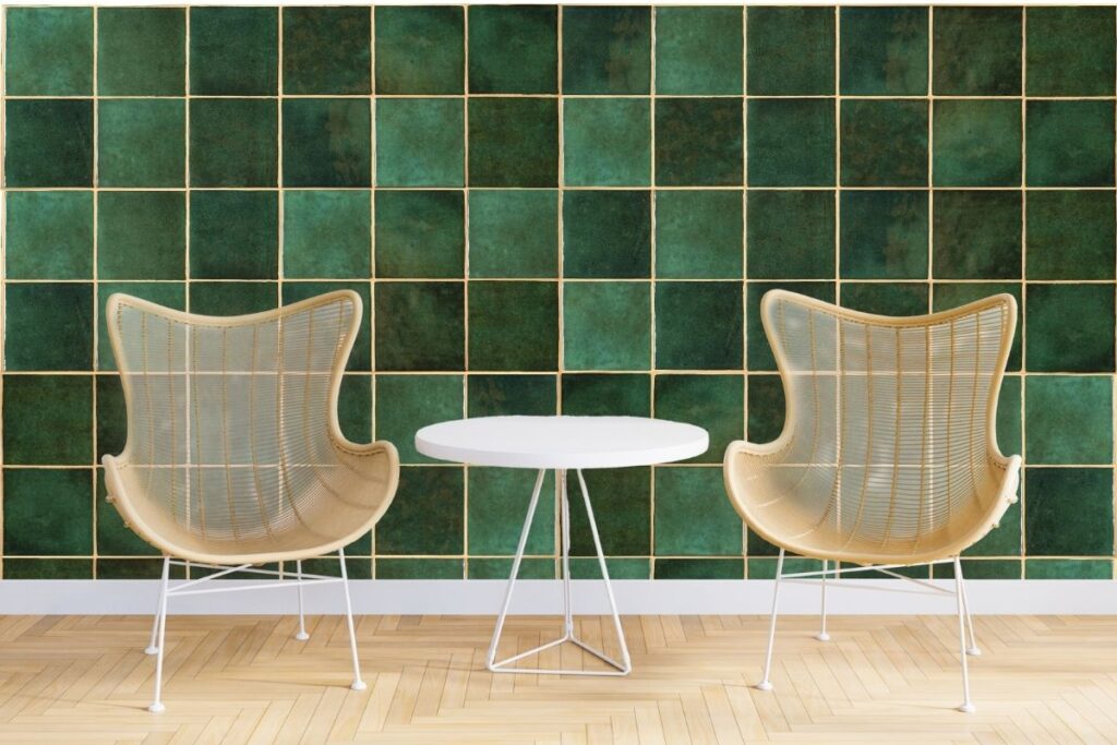 Green Ceramic Tile Wallpaper for Walls - Magic Decor