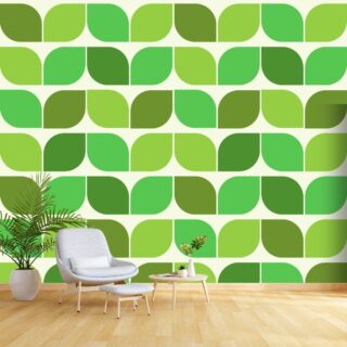 Modern Geometric Green Lime Leaves Wallpaper for Walls