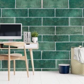 Vintage Green Brick Wallpaper for Walls