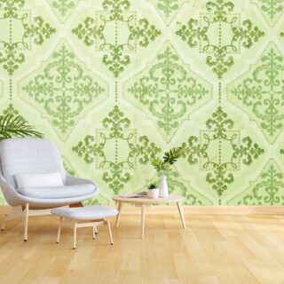 Vintage Light Green Damask Pattern Wallpaper Walls