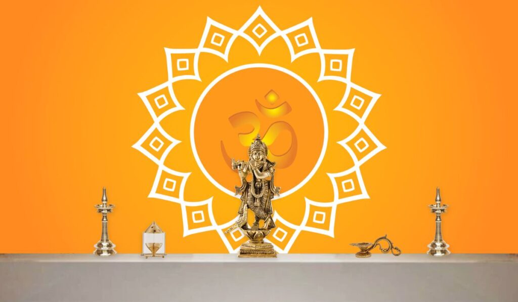 Beautiful Glowing OM Wallpaper for Pooja Room Magic Decor
