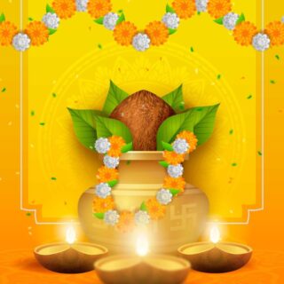 Decorative Kalash Wallpaper for Pooja Room