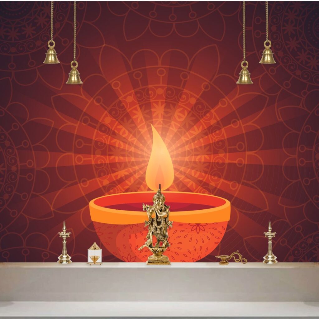 Diwali Diya Style Wallpaper for Pooja Room Magic Decor