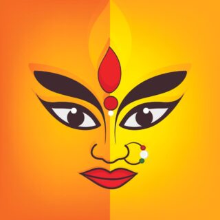 Elegant Maa Durga Face Wallpaper for Pooja Room
