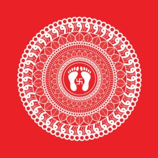 Mata Laxmi Foot Print Design Wallpaper for Pooja Room