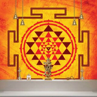 Orange Color Shri Yantra Wallpaper for Pooja Room