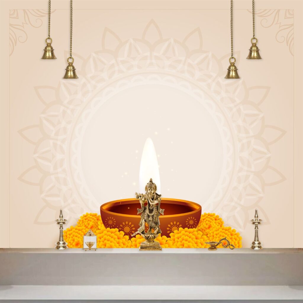 Traditional Indian Diya Wallpaper for Pooja Room Magic Decor