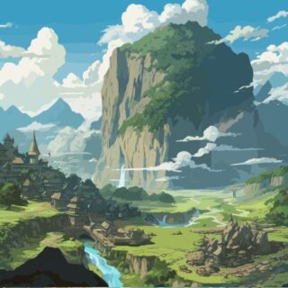 Anime Wallpaper for Wall, Isekai Scene in the Mountains