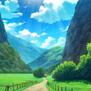 Beautiful Rural Village Mountain Nature Anime Wallpaper for Wall