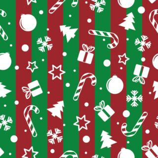 Christmas Icons With Red Green Stripes Decor Wallpaper