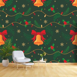Christmas Lights and Bells Decor Wallpaper