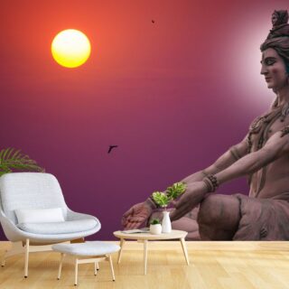 Bhagwan Shiva Sculpture Sitting in Meditation Wallpaper for Wall