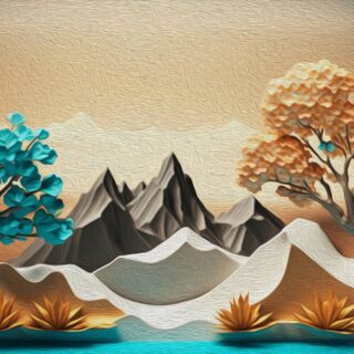 3D Trees and Mountains Wallpaper for Wall