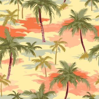 Colorful Pattern of Hawaii Palms Tree Wallpaper for Walls