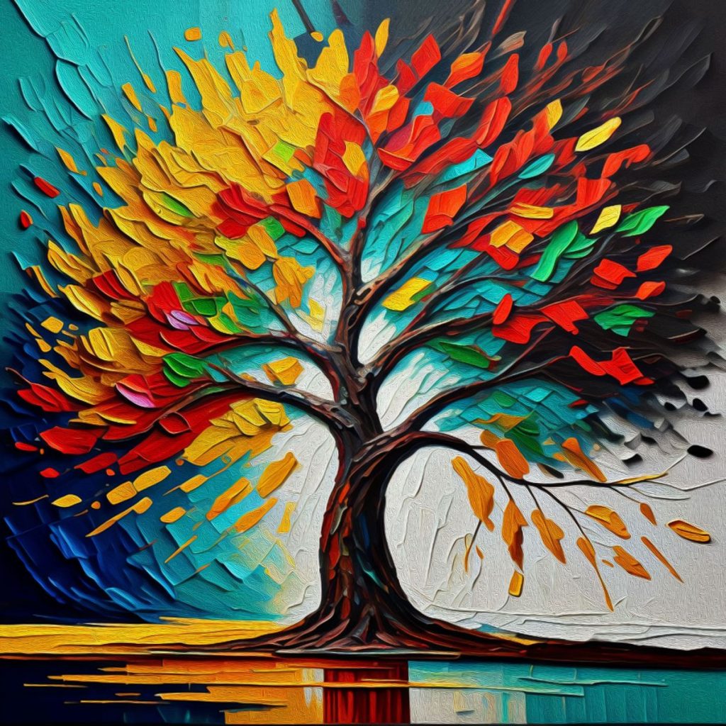 Stylized Tree Modern Artwork Oil Painting Wallpaper for Wall Magic