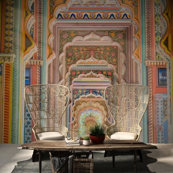 Jaipur Patrika Gate Wallpaper, Rajasthani Wall Mural - Magicdecor®