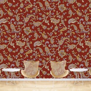 Brown Color Paisley Art Wallpaper for Wall