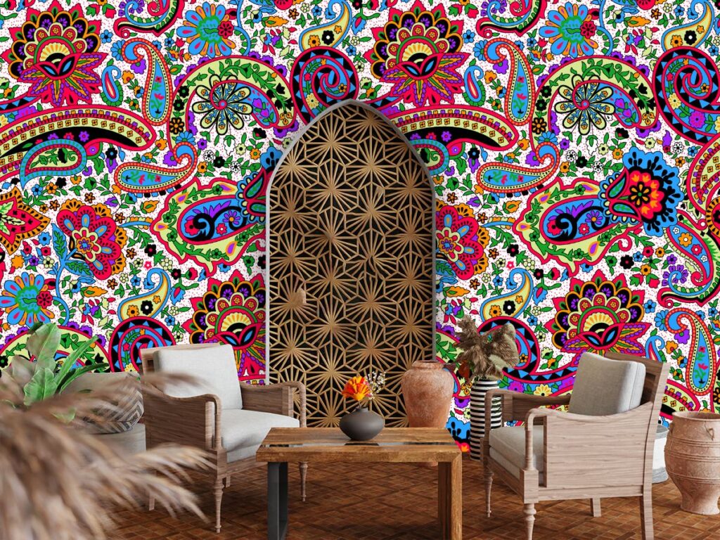 Colorful Traditional Paisely Pattern Wallpaper for Wall - Magicdecor®