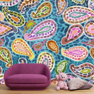 Colourful Paisley Pattern Painting Wallpaper for Wall