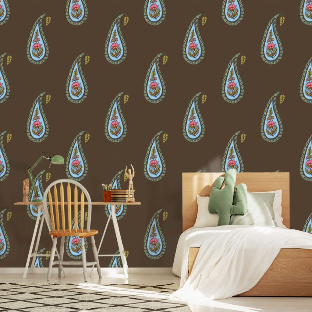 Paisely Repeat Pattern Wallpaper With Dark Background - Magicdecor®