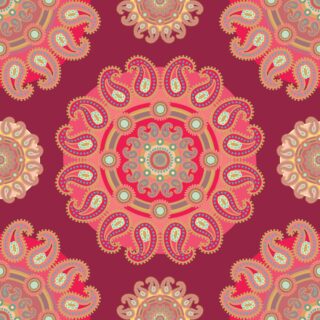 Red Paisley Wallpaper in Mandala Style for Walls