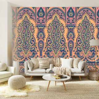 Traditional Paisely Indian Motif Border Wallpaper for Wall