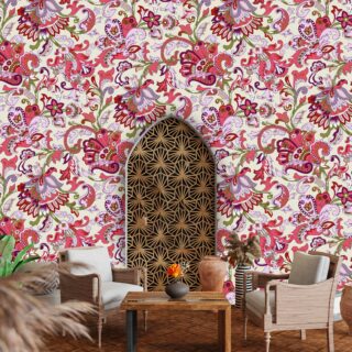 Traditional Paisely Indian Motif Wallpaper for Wall