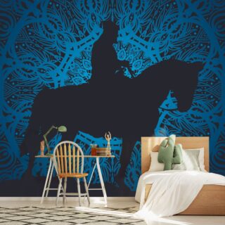 Chhatrapati Shivaji Maharaj Wallpaper With Blue Mandala Background for Wall