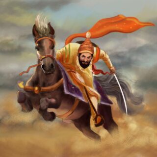 Warrior Chhatrapati Shivaji Maharaj Painting Wallpaper for Wall