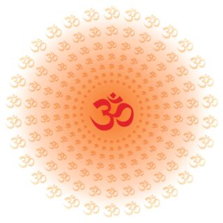 Beautiful Glowing OM Wallpaper With Om Rays In Red And Orange Color Shades For Wall Of Temples, Houses