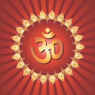 Spiritual OM On Lighting Background Wallpaper for Wall