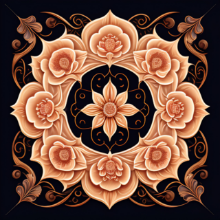 Black and Gold Tile With a Mandala Style Floral Pattern Wall Wallpaper