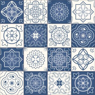 Portugal-Inspired Tile Pattern Wallpaper