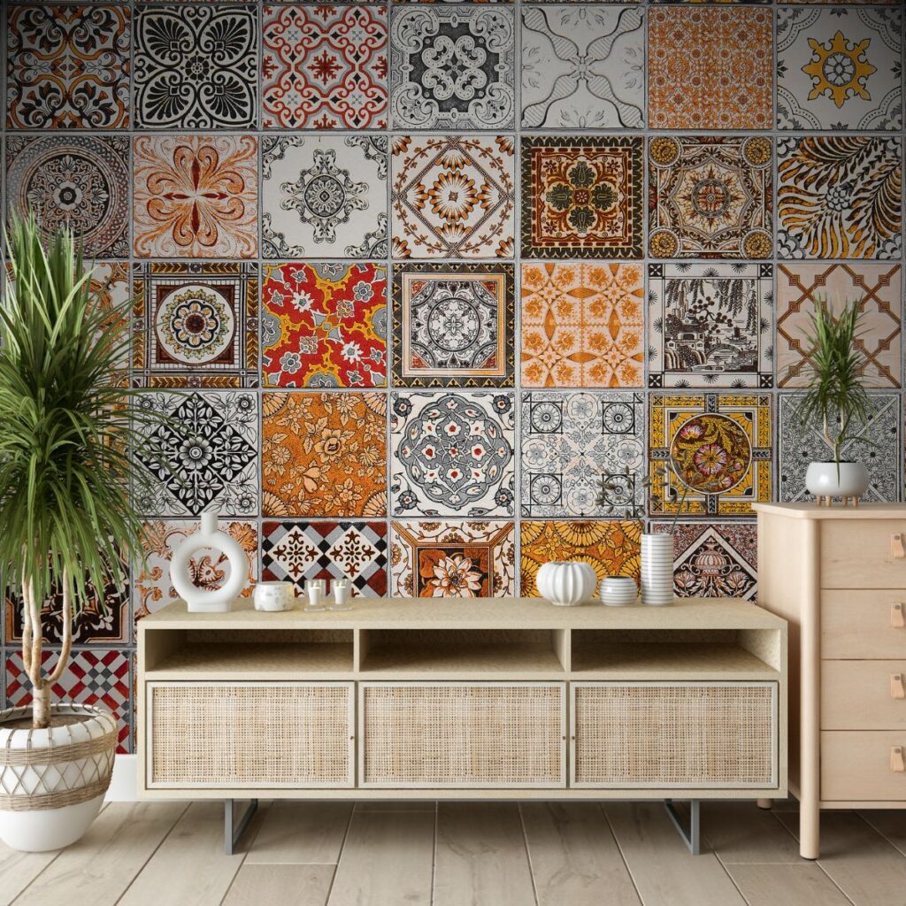 Portuguese Trellis Tapestry Tiles Wallpaper for Wall Magic Decor