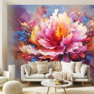 Modern Abstract Art of Lotus on Canvas Wallpaper for Wall
