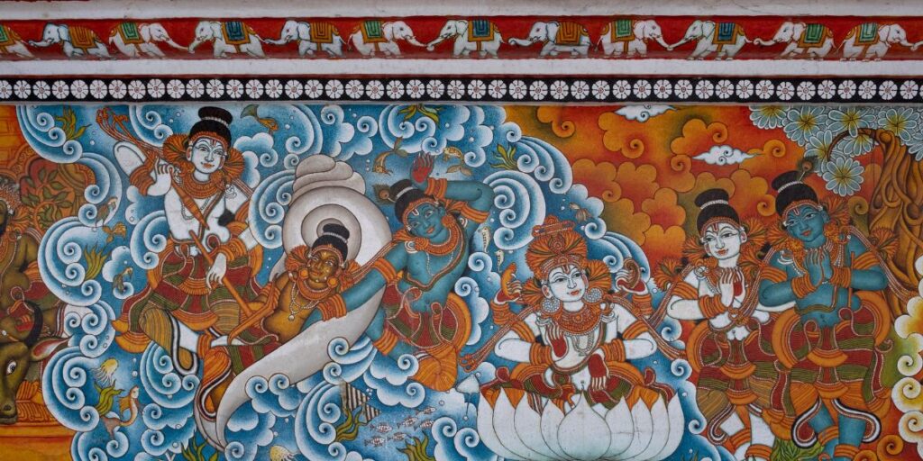 Graceful Kerala Mural Painting Wallpaper - Magicdecor®