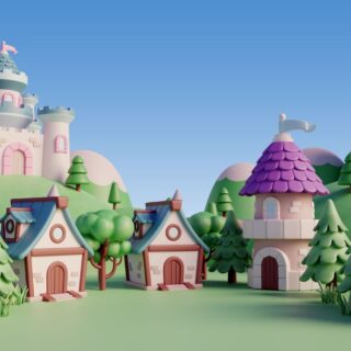 3D Royal Castle Wallpaper for Kids Room