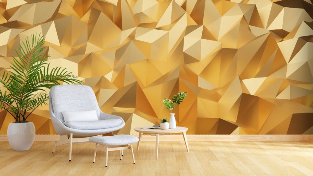 3D Royal Luxury Modern Design Gold Polygon Wallpaper for Wall Magic Decor