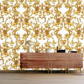 Golden Arabesque Lace Royal Look Wallpaper for Wall