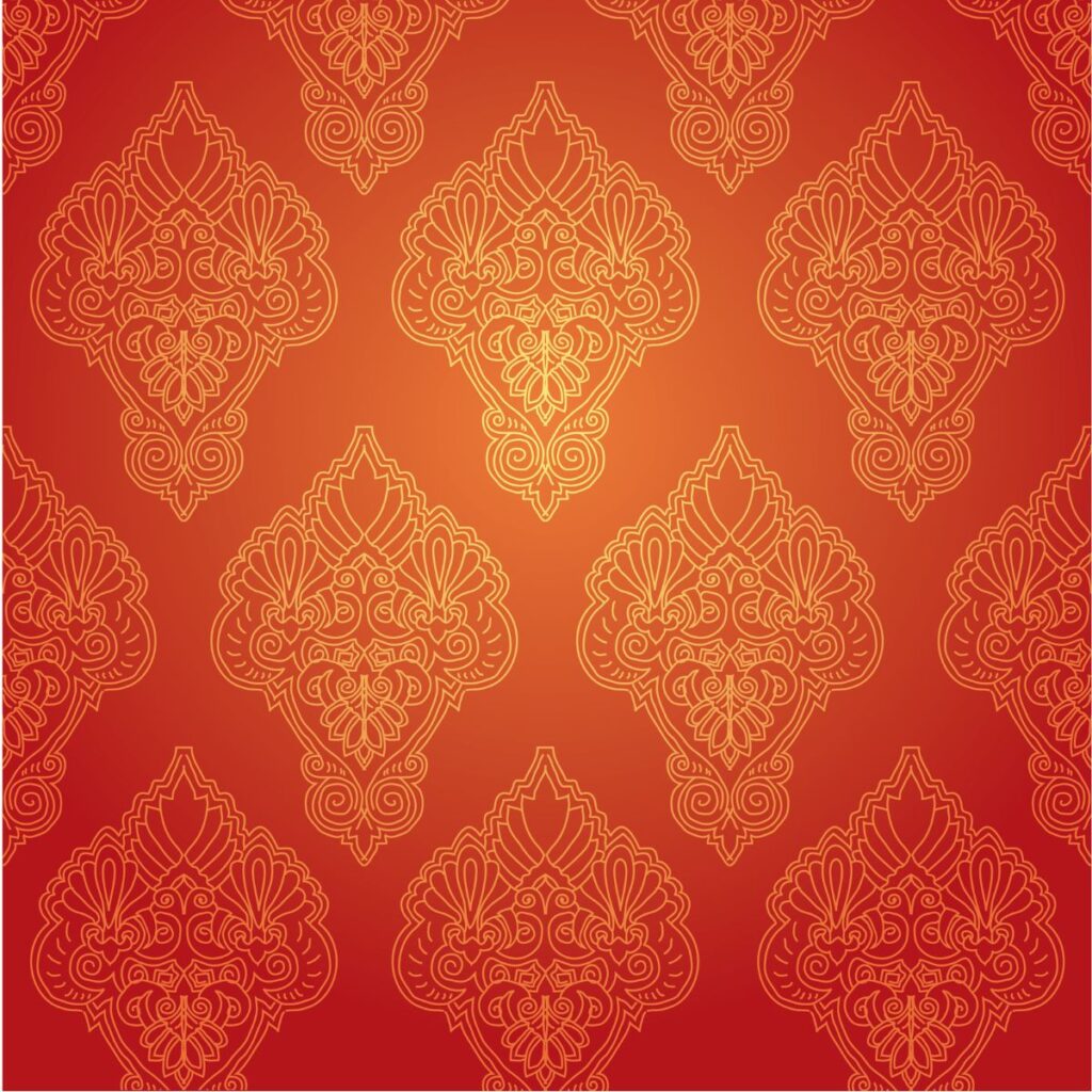 Royal Gold and Red Indian Pattern Wallpaper for Wall - Magic Decor