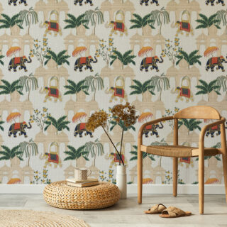 Nilaami Noor Platinum Elephant Texture Wallpaper