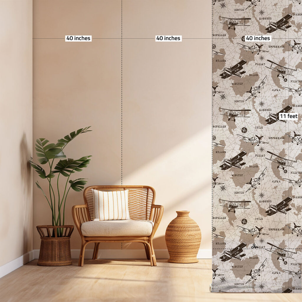 World Map and Planes Wallpaper Roll - Magicdecor®