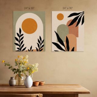 Sunburst Serenity Canvas Painting Set of 2