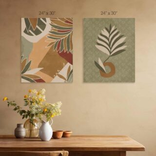 Sleek Botanical Elegance Canvas Painting Set of 2
