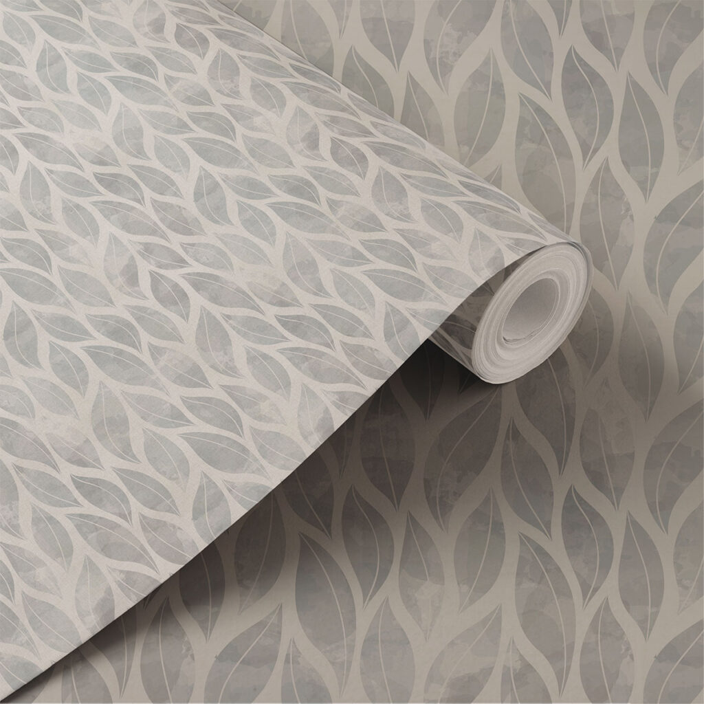 Silver Foliage Whispers Grey Leaves Wallpaper Roll Magic Decor