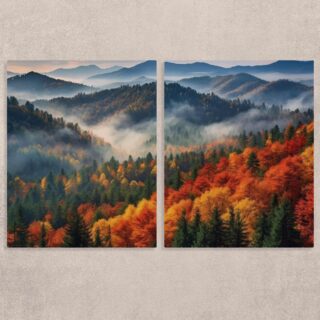 Misty Mountain Canopy Canvas Painting Set of 2