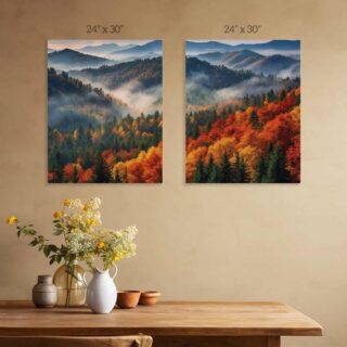 Misty Mountain Canopy Canvas Painting Set of 2