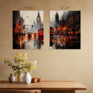 Sleek Cityscape Charm Canvas Painting Set of 2