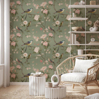 Wall mockup in Coastal boho interior background, 3d render